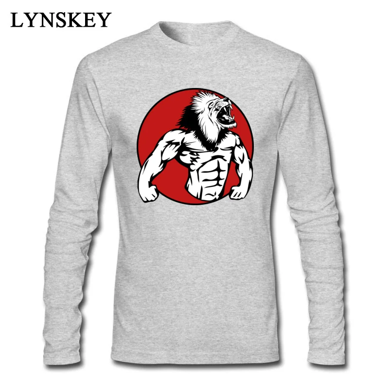 3D Printed Tops Tees Company O Neck Long Sleeve Iron Lion 100% Cotton Men T-Shirt Summer Fall Tee Shirts Top Quality Iron Lion grey