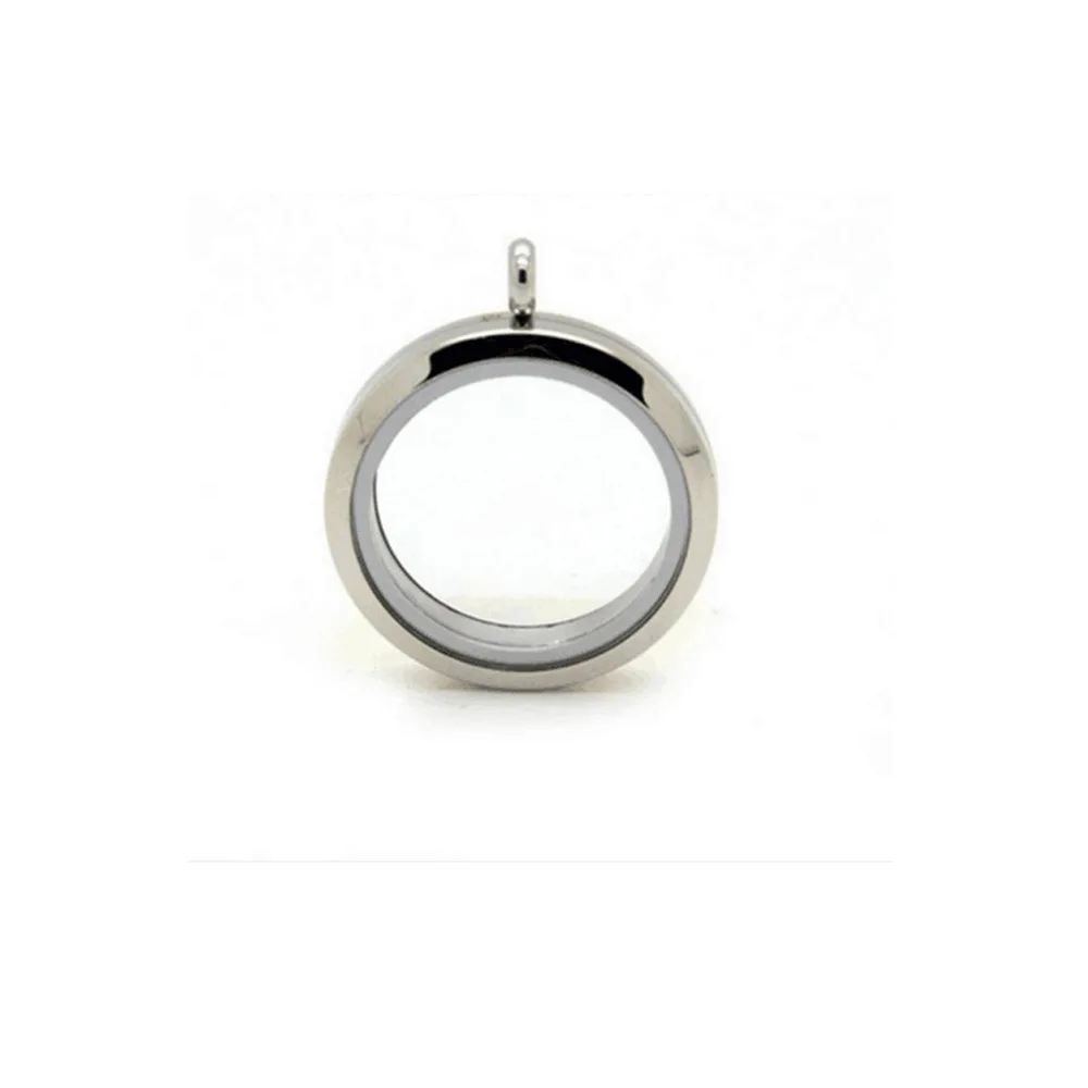 10pcs Floating Charms Plain Round 30mm Copy Stainless Glass Locket with Chain