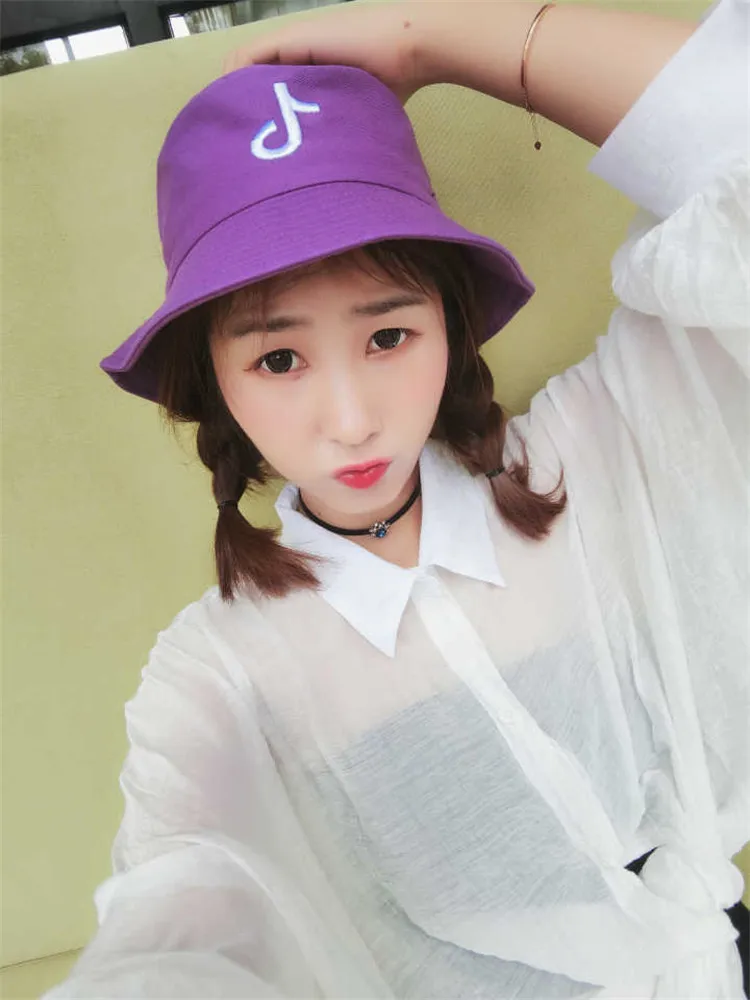 

Free shipping hot sale beautiful casual girl's fisherman hat Embroidered music nots fisherman hat casual sunhat