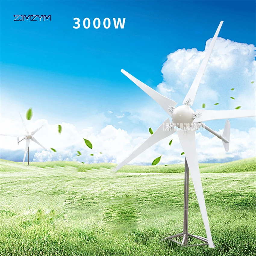 3000W Wind Power Generator; Wind Turbine with 5 Blades+Wind Controller P-3000,  Impeller diameter 3300mm for Land and Marine Use