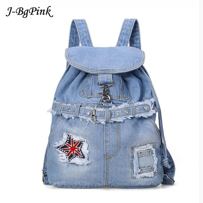 2018 новые летние модные рюкзак женский Повседневное Высокое качество джинсовые ковбойские сумка рюкзак мешок ковбой школьная сумка