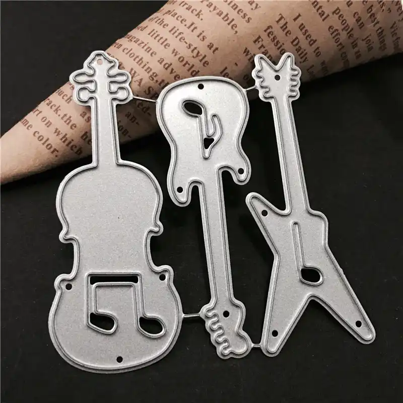 9pcs Guitar Notes Piano Metal Cutting Die Scrapbooking DIY Different Musical Instruments Steel Stencil Decorative Craft Card Laz-Tipa