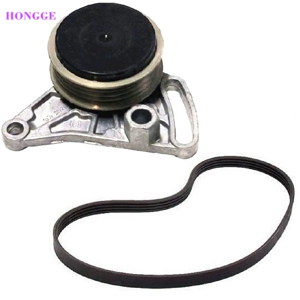 HONGGE Ribbed Belts Air Conditioning Power Pump Belt +Tensioner Pulley