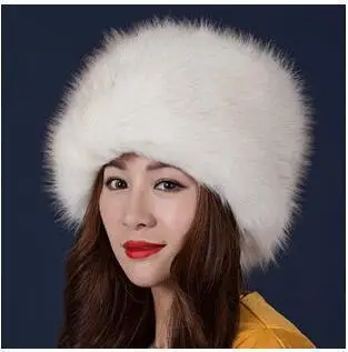 white kahki Женские шапки, Женская Русская Шапка с пушистым искусственным лисьим мехом, зимняя шапка с ушками, лыжная шапка, женские шапки для осени и зимы - Цвет: white kahki