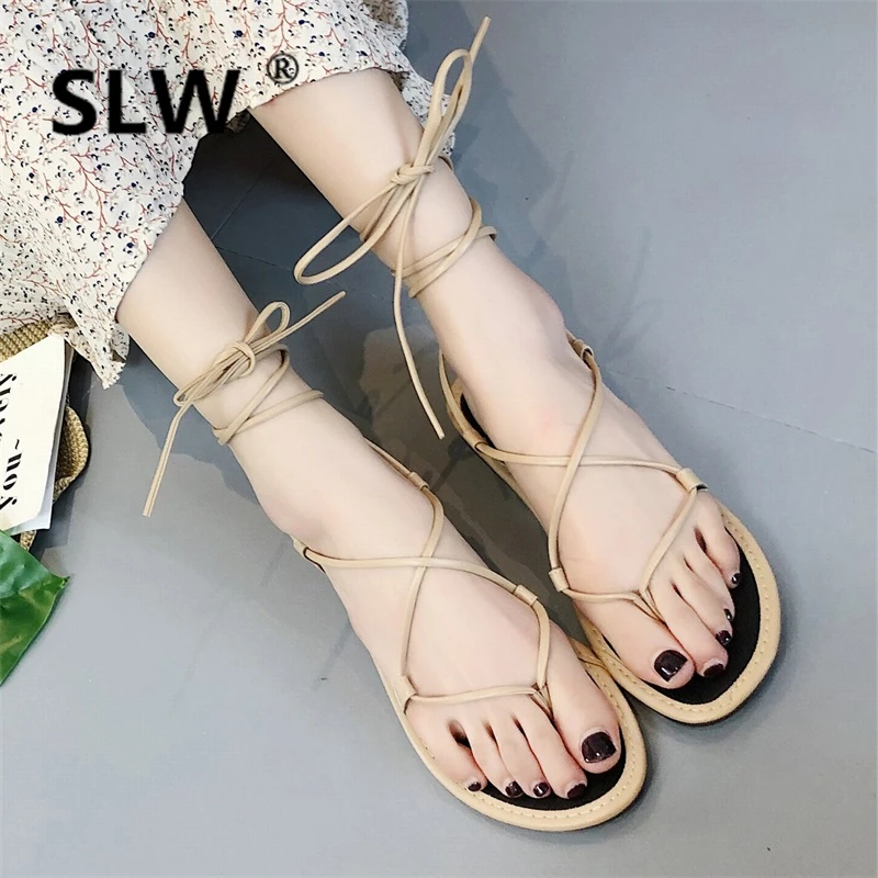 Sandals Straps Female Shoe Black Shoes For Women Clear Heels Crocs-shoes 2019 Summer Cross Flip Flops Platform Lace Up Sandals