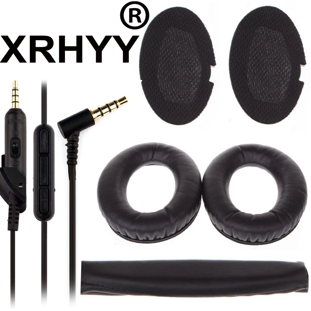 

XRHYY Replacement Set Extension 3.5mm Audio Cable Cord Wired Earpads Headband & Ear Pad Cushion Kit For Bose QC15 15 Headphones