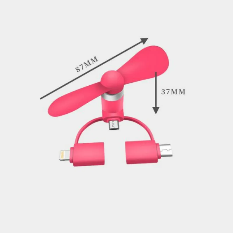 3 IN 1 Travel Portable Cell Phone Mini Fan Cooling Cooler For Micro USB C For iPhone 5 6 6S 7 Plus 8 X for Android Type-c