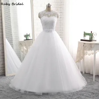 

Ruby Bridal Vintage Long Ball Gown Wedding Dresses Princess White Tulle Appliques Cheap Hot Bridal Gowns Robe De Mariage P49