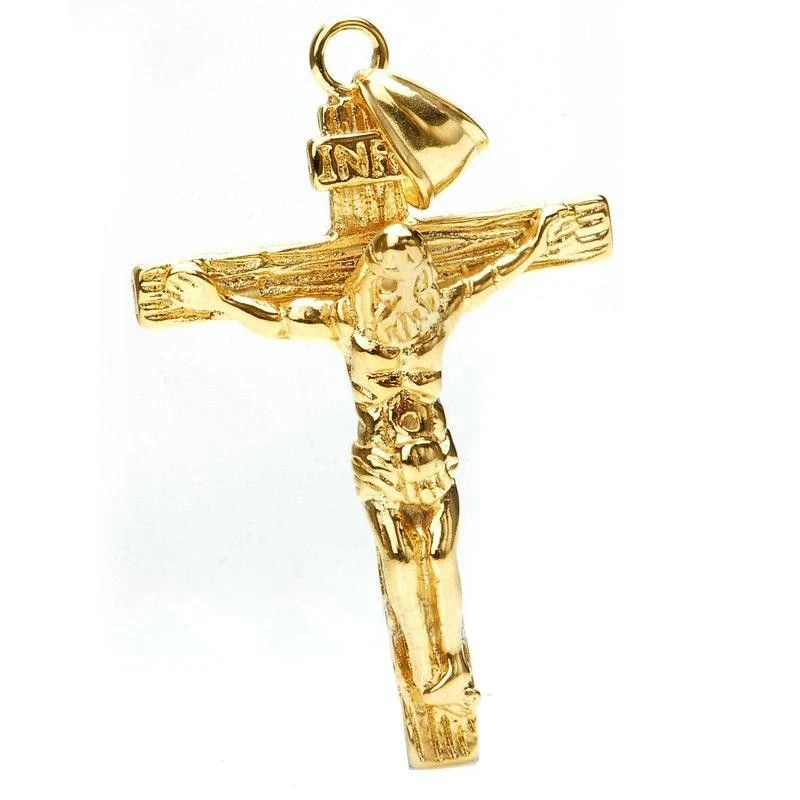 Vintage Classic Punk Statement Necklace Trendy Male Silver Gold Color Crucifix Cross Jesus Piece Necklace&Pendants Men Jewelry