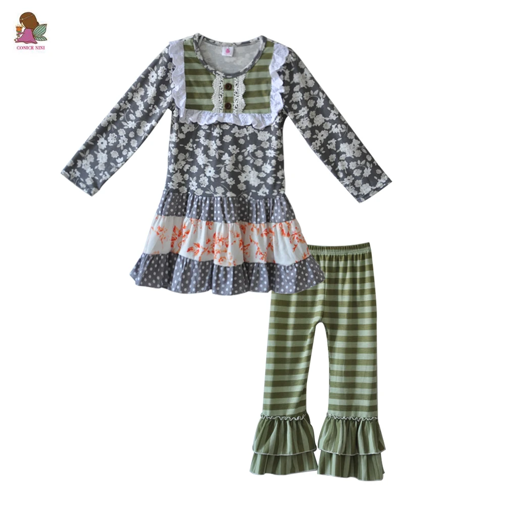 Mustard Pie Fall Clothes For Kids Bib Button Floral Dress ArmyGreen Pants Ruffle Boutique Sets Girls Cotton Clothing F166 Mustard Pie Fall Clothes For Kids Bib Button Floral Dress ArmyGreen Pants Ruffle Boutique Sets Girls Cotton Clothing F166