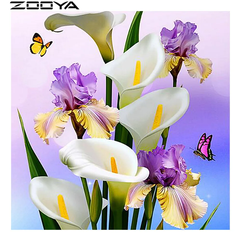 

ZOOYA Diamond Embroidery 3d DIY Diamonds Painting Mosaic Picture Calla Lily Rhinestones Embroidery Diamond Cross Stitch RF1100