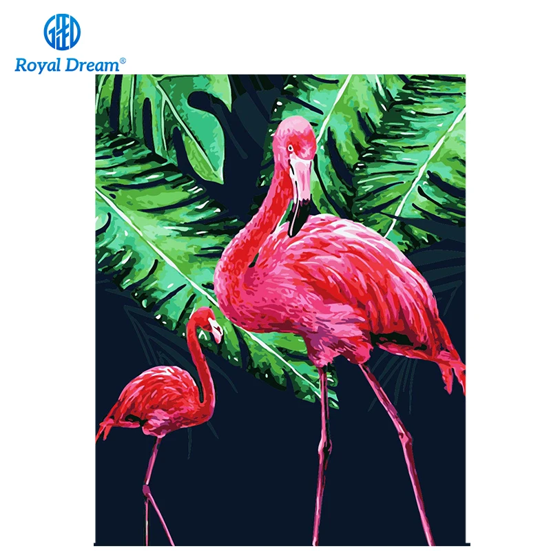 

Pink Flamingo Painting by Numbers on Canvas Home Decor Poster Coloring By Number for Adults Acrylic Paint by Numbers Kits Crafts