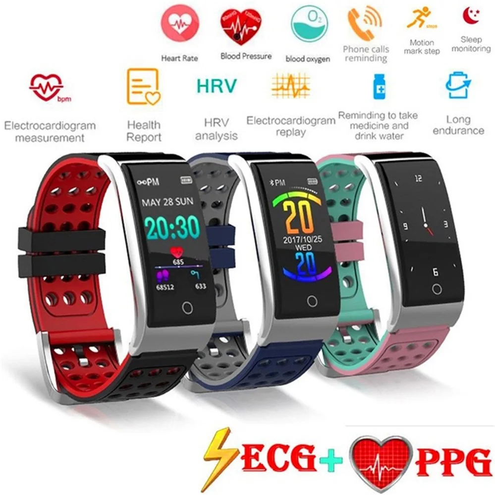 Billige Imosi E08 Smart Armband EKG PPG Blutdruck Messung Fitness Tracker Uhr Armband Wasserdicht Heart Rate Monitor