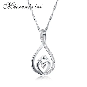 

Drop shaped Beautiful Fashion Copper Zircon Pendant Necklace Heart-shaped Silver Color Noble Temperament Jewelry