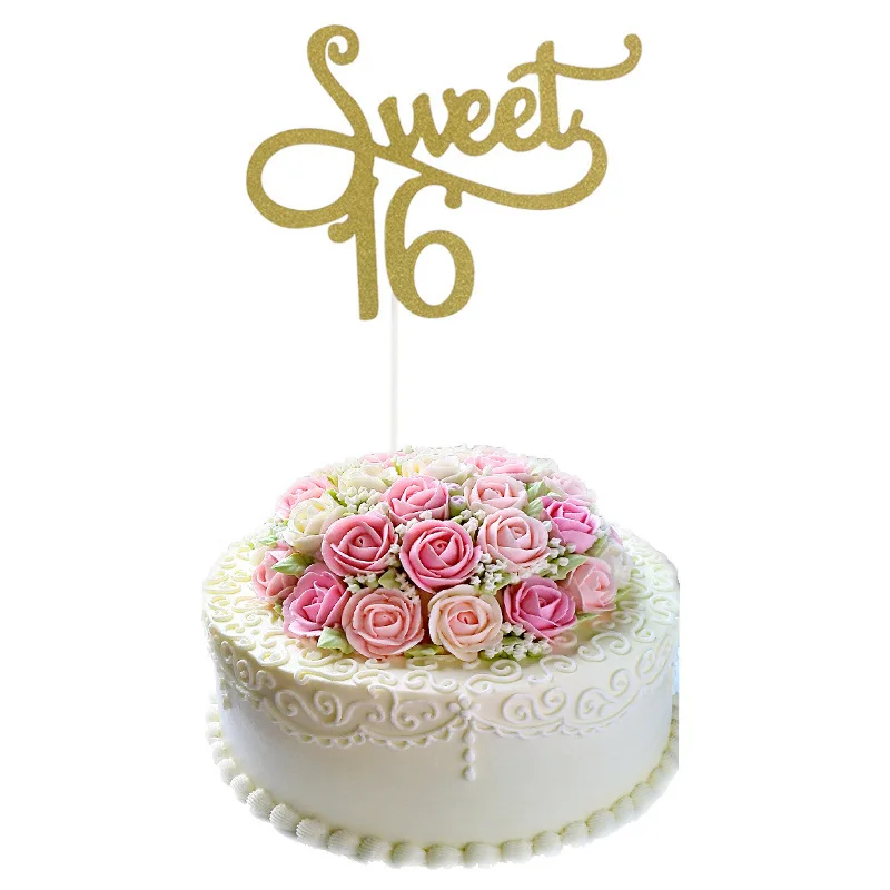 

Shiny Sweet 16 party Decorations Happy 1st Birthday party decoration Kids One Cake Topper 10 20 30 40 50 60 Cupcake cup cake