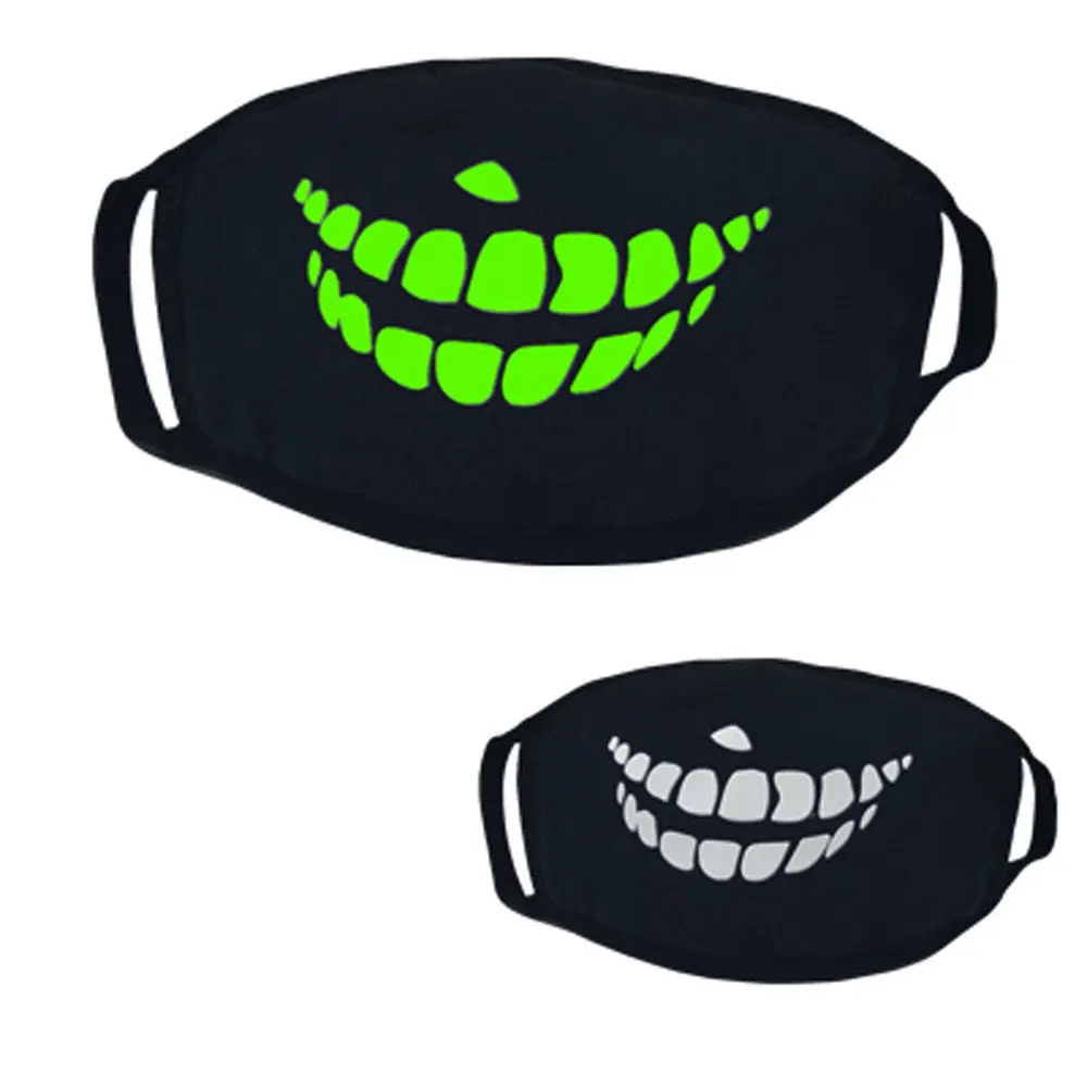Дропшиппинг флуоресцентная светящаяся маска Ужас Череп голова зубы дышащая мужская и женская черная хлопковая маска 1 шт - Цвет: 15