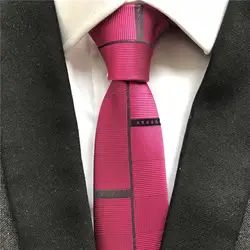 Уникальный молодой Для мужчин тонкий галстук дизайнерские вечерние свадебные галстук розовый красный с личность черный в полоску