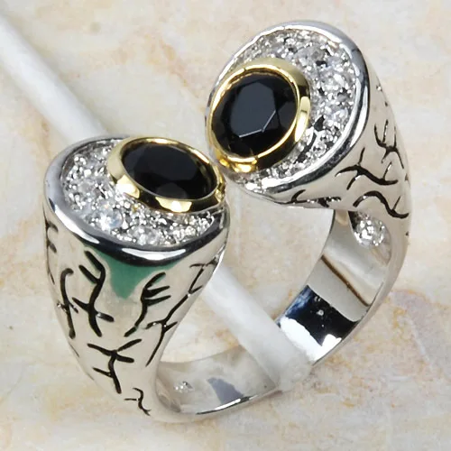 Кольцо из серебра 925 пробы с ониксом размеры 6 7 8 9 10|ring mail|ring scopering settings without stones |