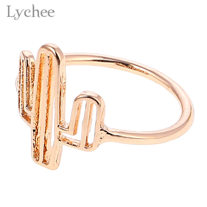 Lychee трендовые металлические кактусы полые женские кольца Золотой Цвет