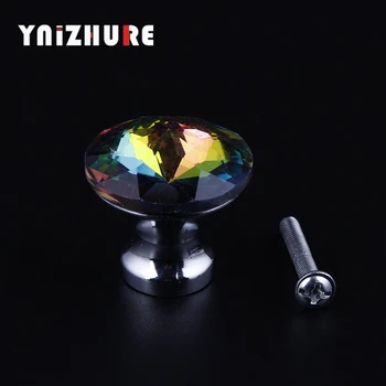 

30mm Diamond Shape Design Colorful Crystal Glass Knobs Cupboard Drawer Pull Door Kitchen Cabinet Wardrobe Handles Hardware