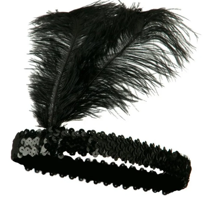 

EFINNY Cute Feather Headband Headwear 1920's Flapper Sequin Headpiece Costume Head Band Party Favor Decorations hot sale