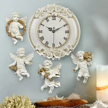 4pcs Resin of the type Europe angel ofing wall to hang home decoration suspension and Digital Wall Clock Quiet Room Clock 4pcs Resin of the type Europe angel ofing wall to hang home decoration suspension and Digital Wall Clock Quiet Room Clock