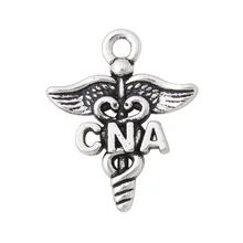 RAINXTAR caliente Vintage de aleación médico CNA encantos caduceo médico abalorios de símbolos 19*23mm 50 Uds AAC902