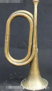 

12" Chinese Antique Bronze Ancient Horn Trumpet Suona Music Instrument Statue