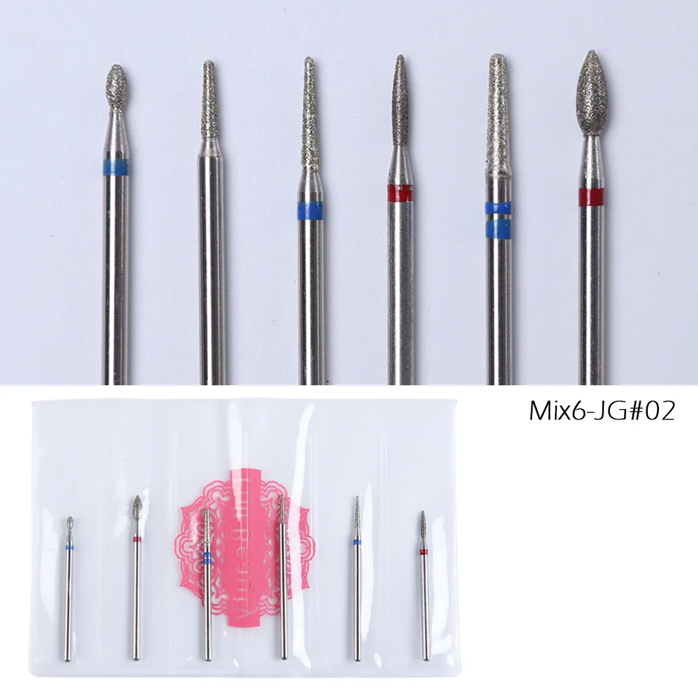 6 шт. набор сверл для ногтей для маникюра силиконовый Алмазный металлический роторный сверло фреза для удаления геля лака педикюр SAJG/MS - Цвет: mix6-JG-02