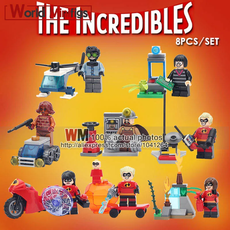 

10lots of Super Heroes The Incredibles ElastiGirl Gamma Jack Stormicide Bricks Set Model Building Blocks Children Gift Toys