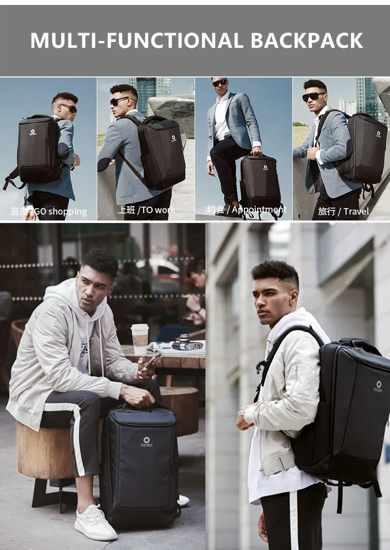 Fashion business traveling bag 20 inch waterproof bags with raincover custom back pack men bagpack backpack laptop usb backpack
