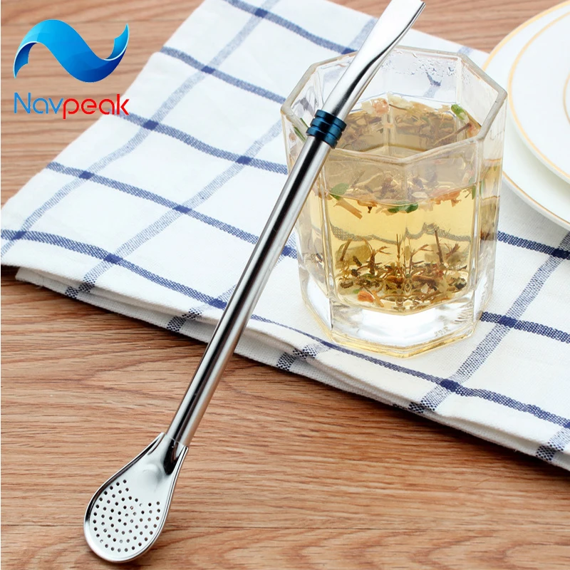 1pcs 304 stainless steel straw spoon final straws Malang tea filter