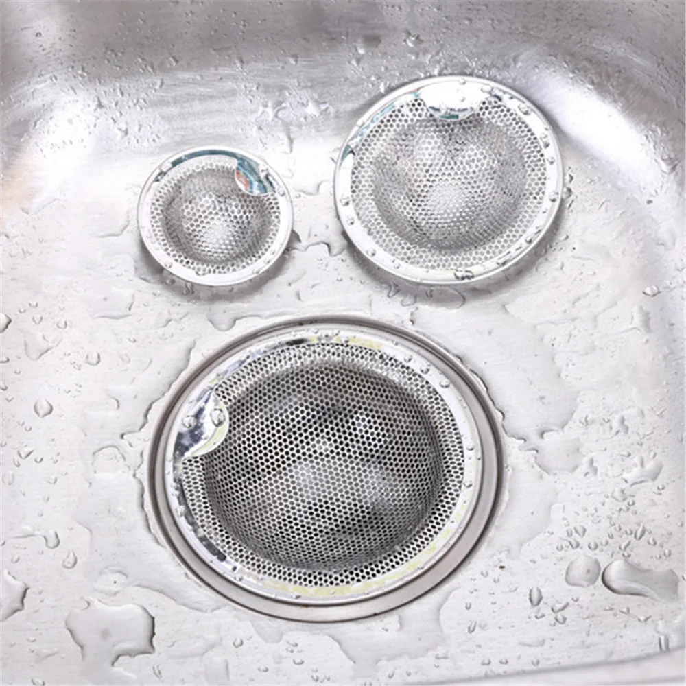 Stainless Steel Round Floor Drain Cover Plug Water Filter Hair Catcher Strainer for Kitchen Sink