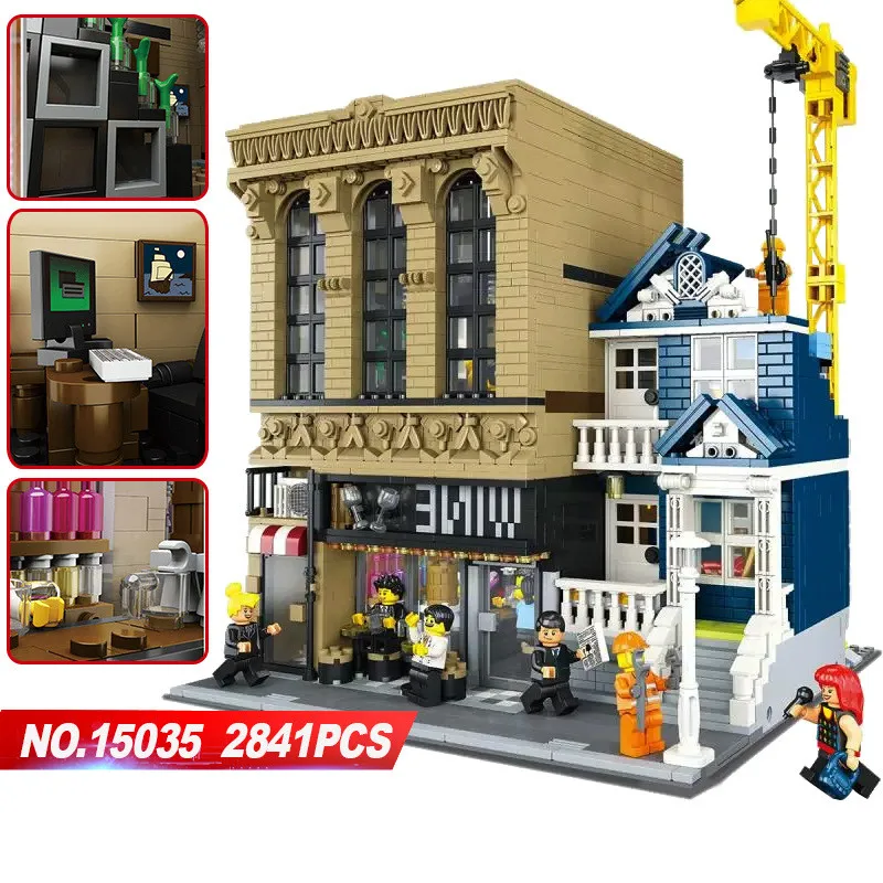 

Lepin 15035 2841Pcs Genuine Creative Streetsight The Bars and Financial Companies Set LegoINGs Building Blocks Bricks Toys