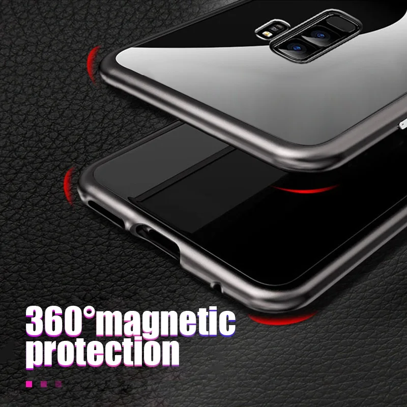 Artisome Magnetic Adsorption Case For Samsung Galaxy S8 S9 Plus Case For Samsung Note 8 Magnet Metal Tempered Glass Back Cover   (10)