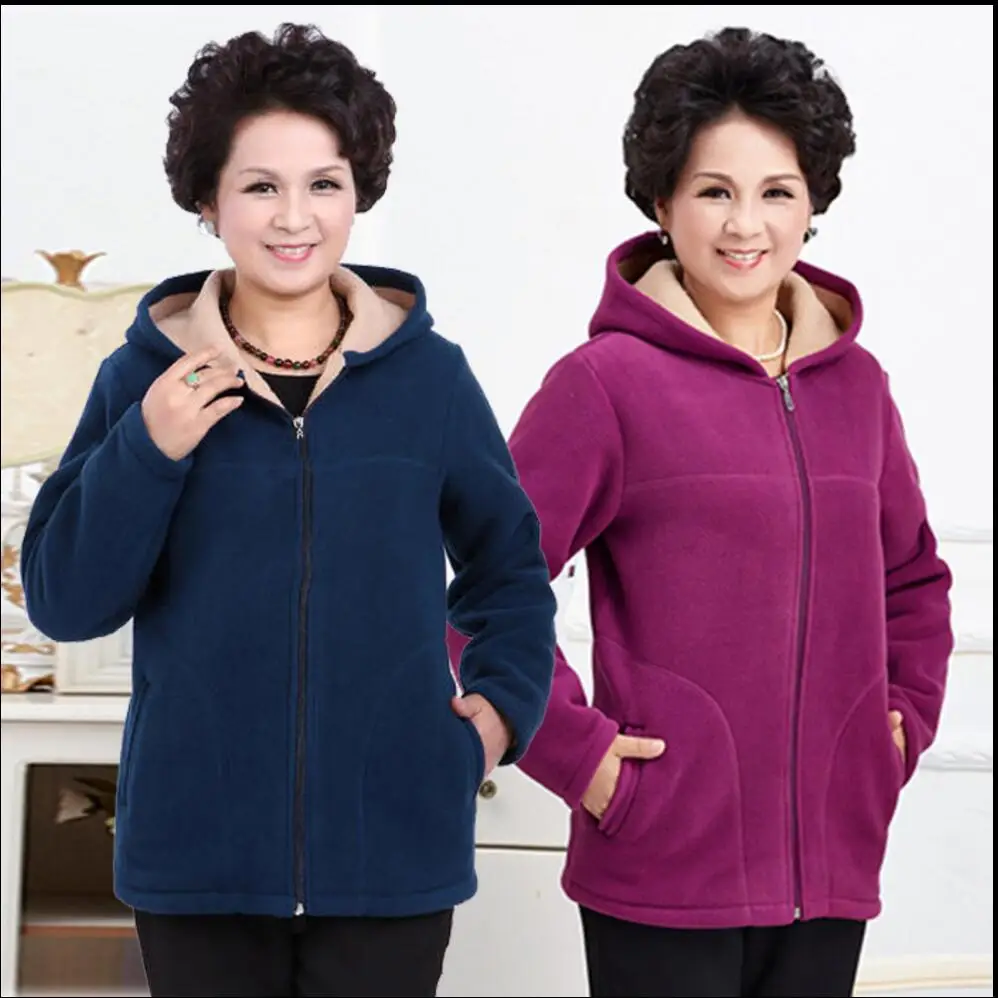 

XL-5XL 2019 New Autumn women new polar fleece mother outfit jacket coat female jacket middle-aged thick large size casual coat