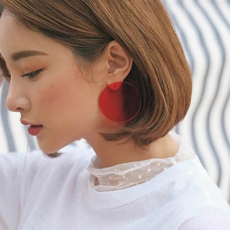 Aomu Simple Design Geometric Earrings Female Transpa Round Aomu Simple Design Geometric Earrings Female Transpa Round Circle Acrylic Stud For Women Brincos Jewelry 4 Cm