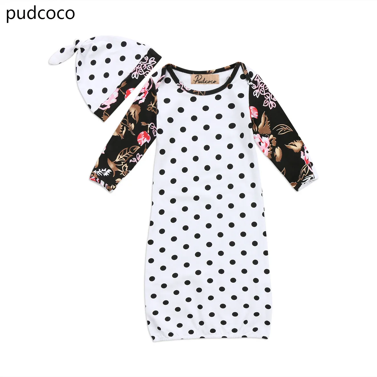 

Cute Baby Sleeping Bags Swaddle Blanket Floral Sleeve Kids Girls Boys Polka Dots Cocoon Sleeping Bags Hats Outfits Cotton