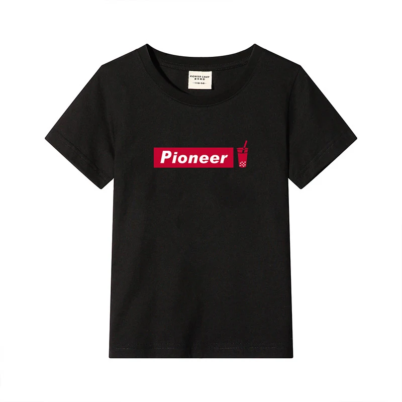 Pioneer kids/новая футболка с Короткими Рукавами Летняя футболка с принтом для мальчиков качественная детская футболка из хлопка для мальчиков, детские футболки BDT809013 - Цвет: Черный