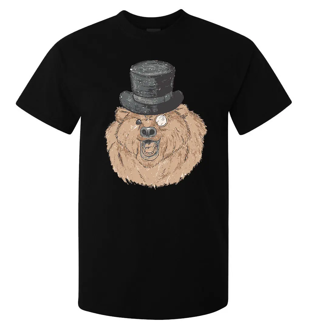 Snob Bear Monocle Art Мужская (женская в наличии) футболка Черная наивысшего качества с