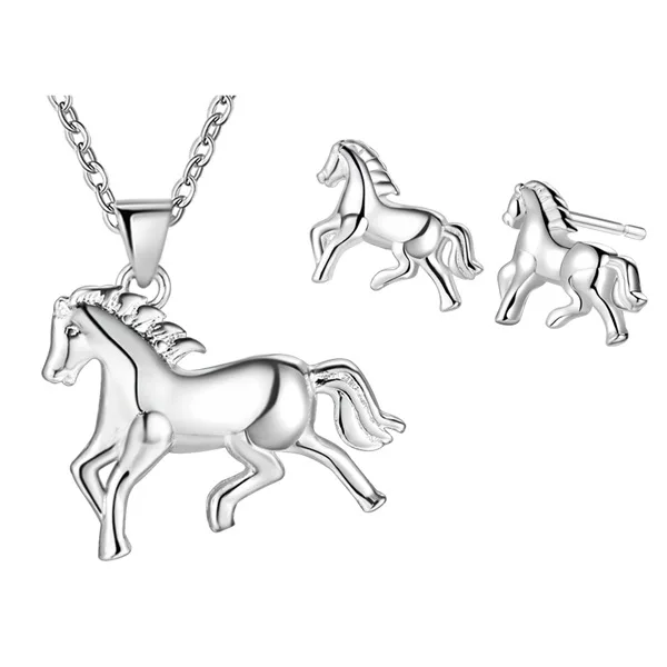 Ожерелье из стерлингового серебра 925 пробы в европейском и американском стиле, простая Модная креативная цепочка с конем животных 017