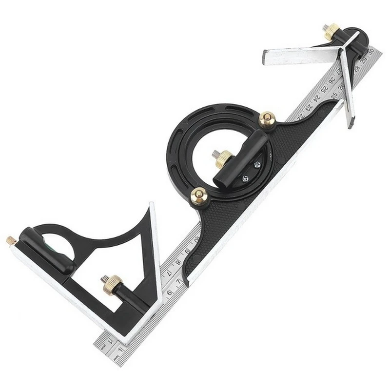 

Multi-function Ruler 300mm 180 Degree Combination Square Set Angle Finder Protractor Spirit Level Ruler Angle Measuring Tool