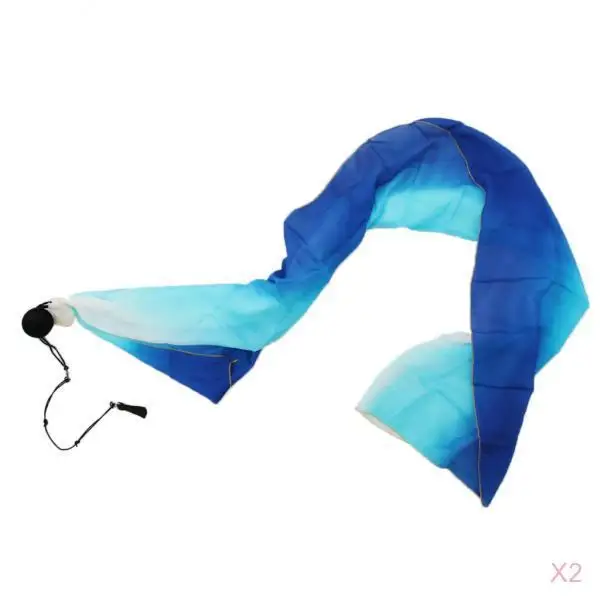 2 Pieces Belly Dance Silk Veil Poi Throw Balls Dancing Accessories 78.7 x 27.5in