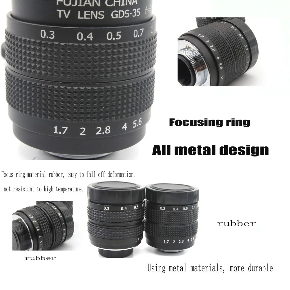 Горячая продажа черный 35 мм f1.7 CCTV объектив + C крепление 2 Марко кольца для Nikon 1 V1 J1