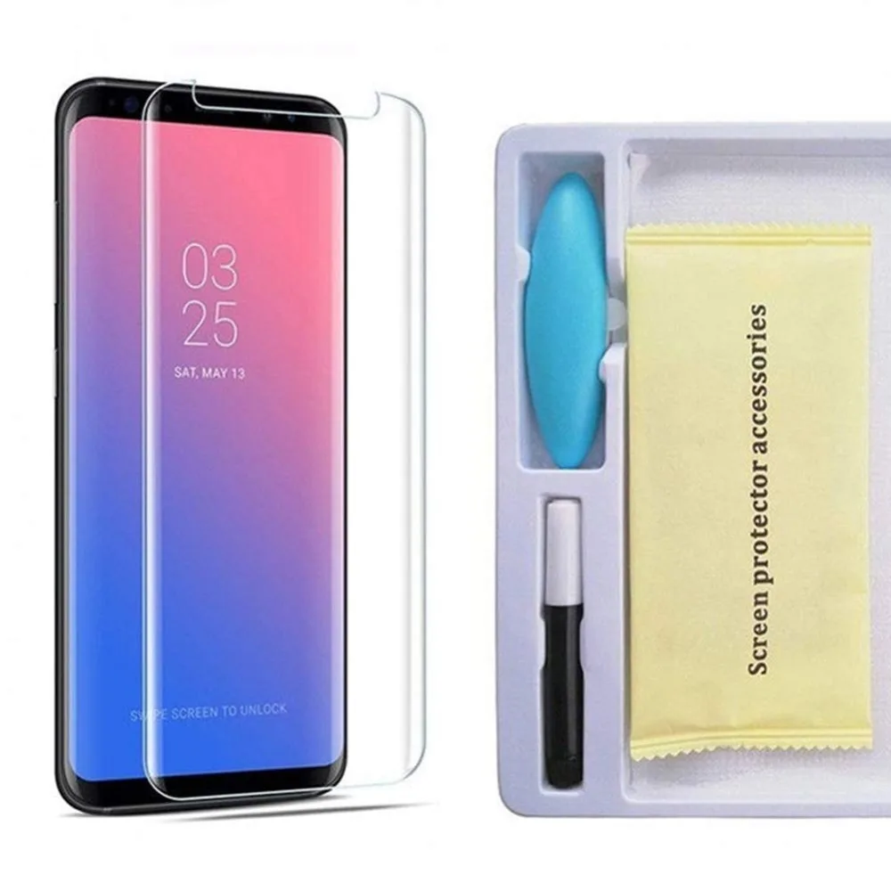 5D полное изогнутое УФ закаленное стекло для Samsung Galaxy S8 S9 S10E Plus Защитная пленка Note8 9