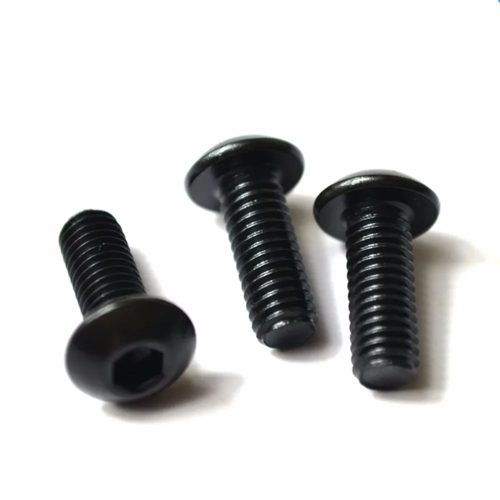 200PCS M4 Black 10.9 Button Dome Head Screw Round Head Bolts Mushroom
