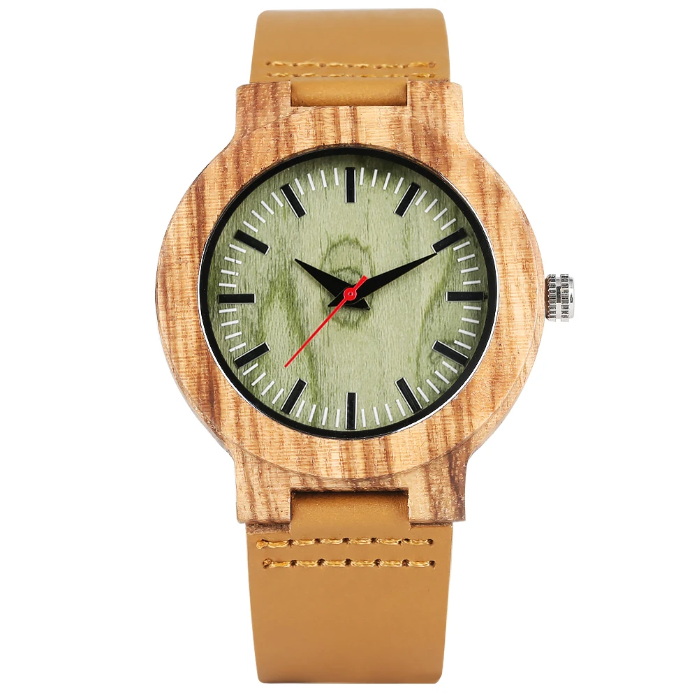 Мужские кварцевые часы с натуральным деревянным кварцем зеленый корпус из
