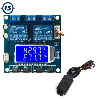 

SHT20 Humidity Temperature Controller Module DC 12V 0-100%RH -20-60 Celsius Digital LCD Display 2-Channel Relay Module