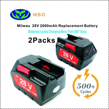 

2PCS 2000mAh 18650 Battery Pack Mil28A Lithium ion Battery 28V Replacement Milwau M28 V28 0726-22 0780-20 Original Battery Pack