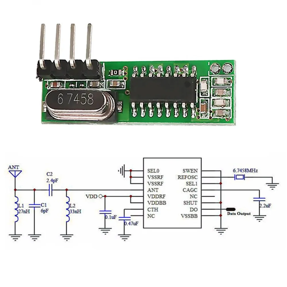 QIACHIP RF 433 МГц Супергетеродинный приемник беспроводное реле DC 1CH ASK/OOK модуль к MCU/ARM Arduino UNO 433,92 МГц пульт дистанционного управления